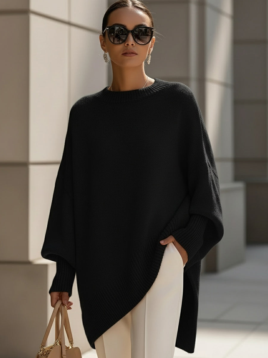 Asymmetrical Merino Wool Sweater | Women's Oversized Knit Pullover