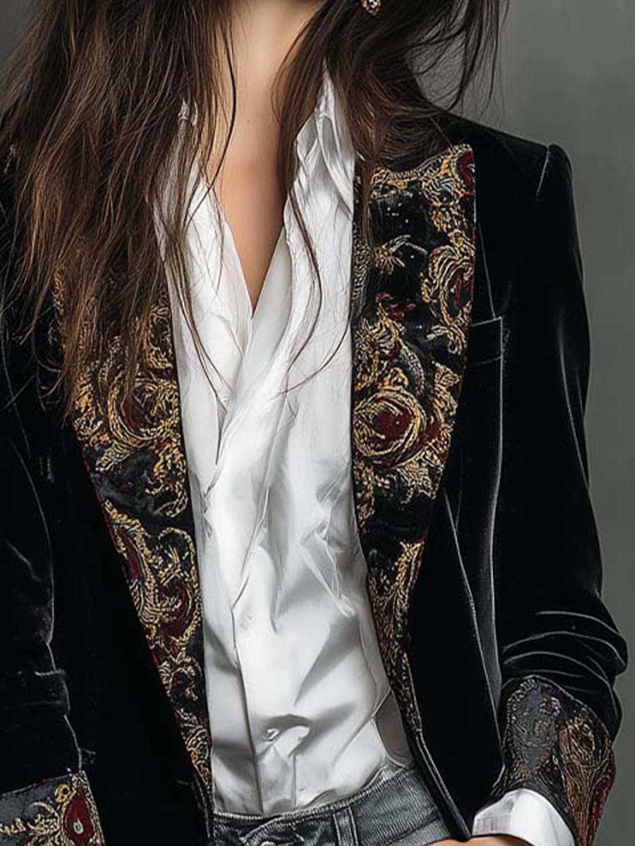Noir Baroque | Women's Slim Fit Lapel Blazer