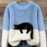 Aileen | Playful Cat Print Oversized Sweater