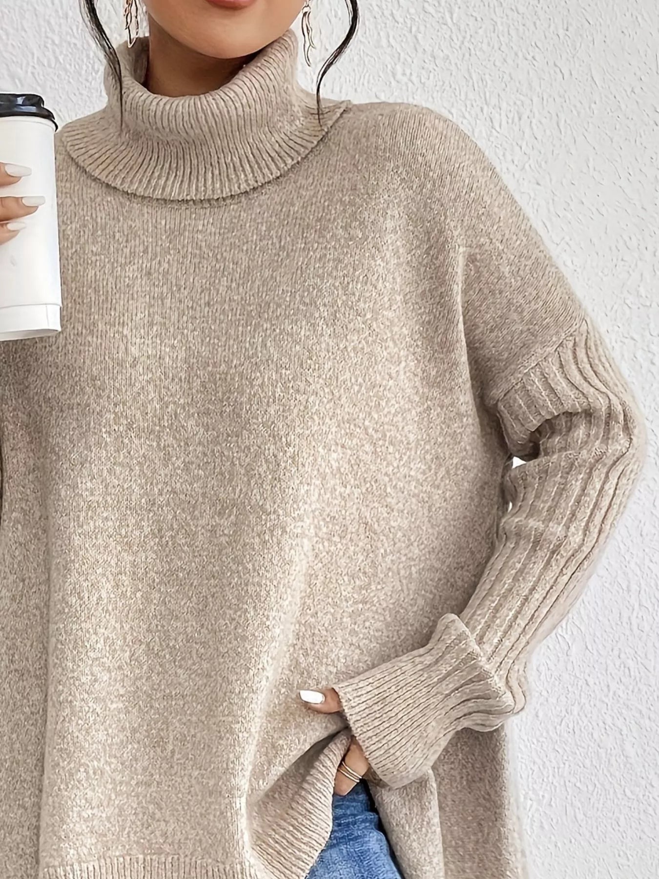 Ava | Turtleneck High-Low Hem Sweater