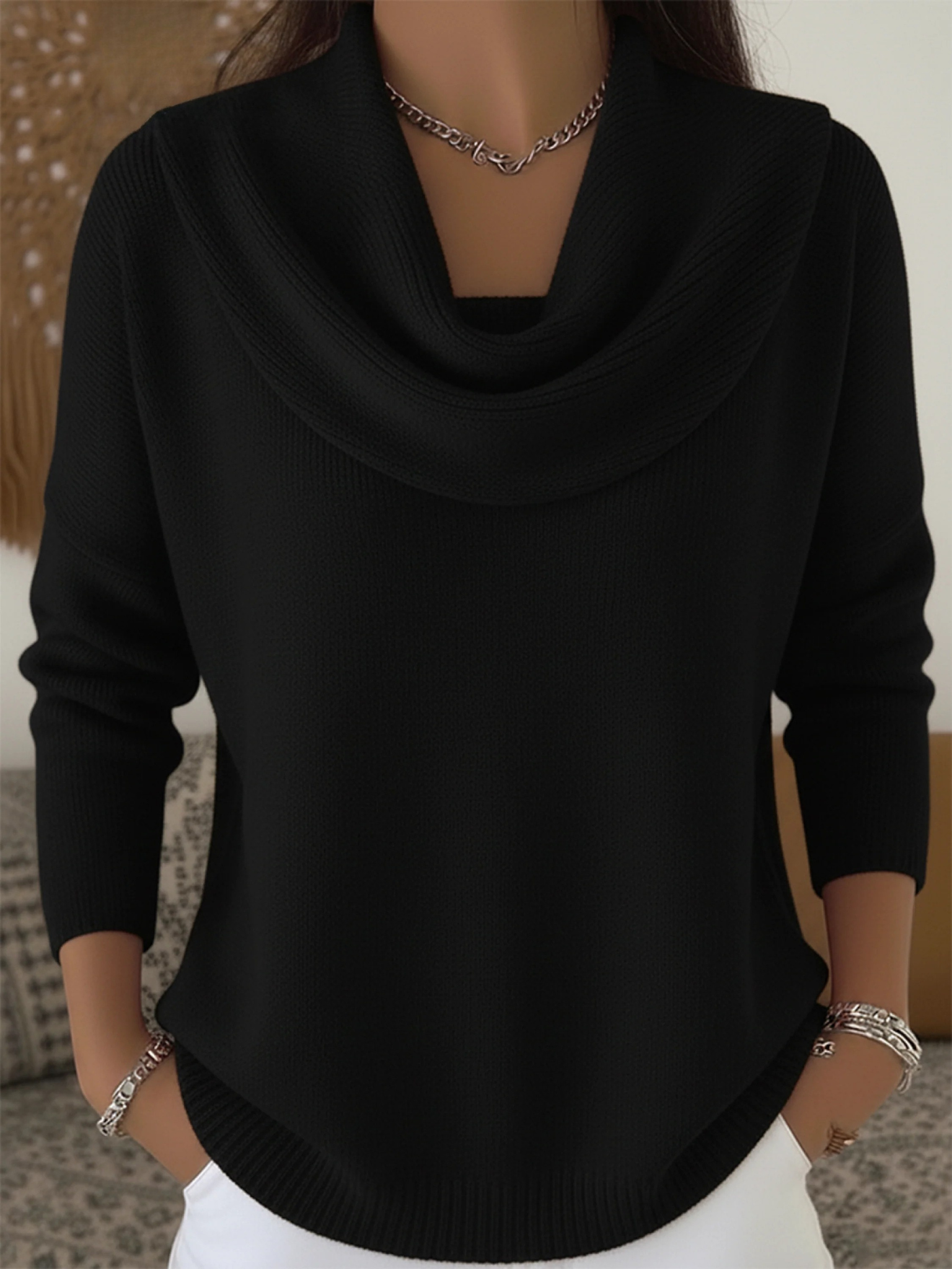 Cowl Neck Sweater | Women's Merino Wool Knit Pullover