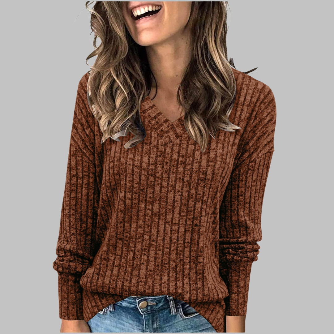 Deri | Comfy V-Neck Long Sleeve Top