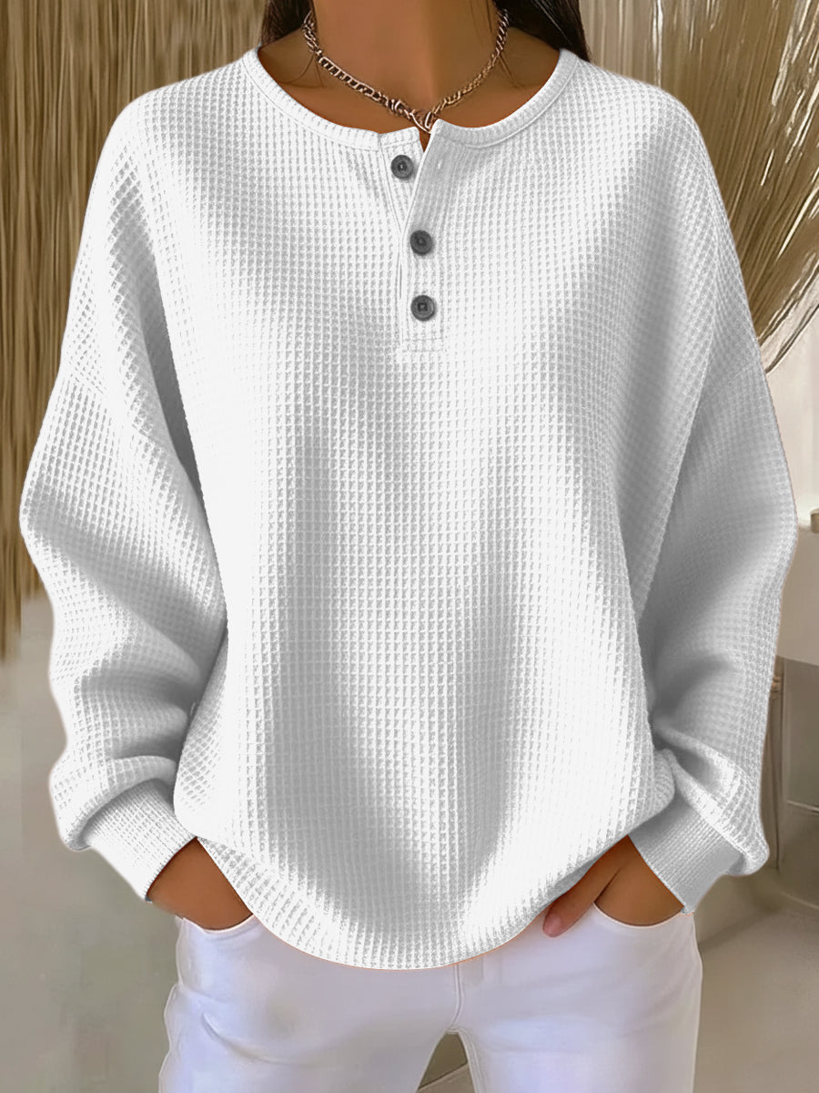 Isabella | Cozy Waffle Knit Henley Top