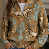 Winona | Desert Horse and Cactus Zip Cardigan