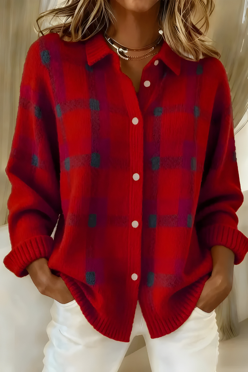 ANNA | PLAID KNIT CARDIGAN FOR WOMEN