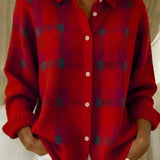 Brittany | Knitted Soft Plaid Button Cardigan