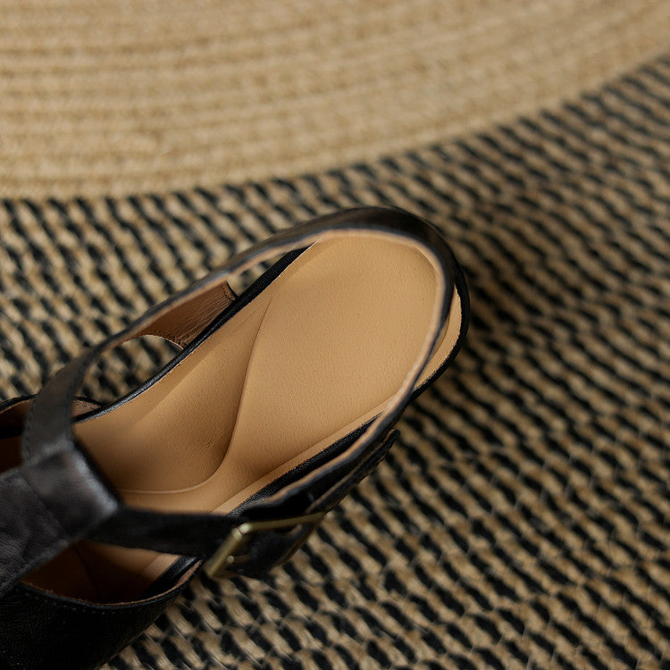 Amaya | Genuine Leather Sandals with Block Heel