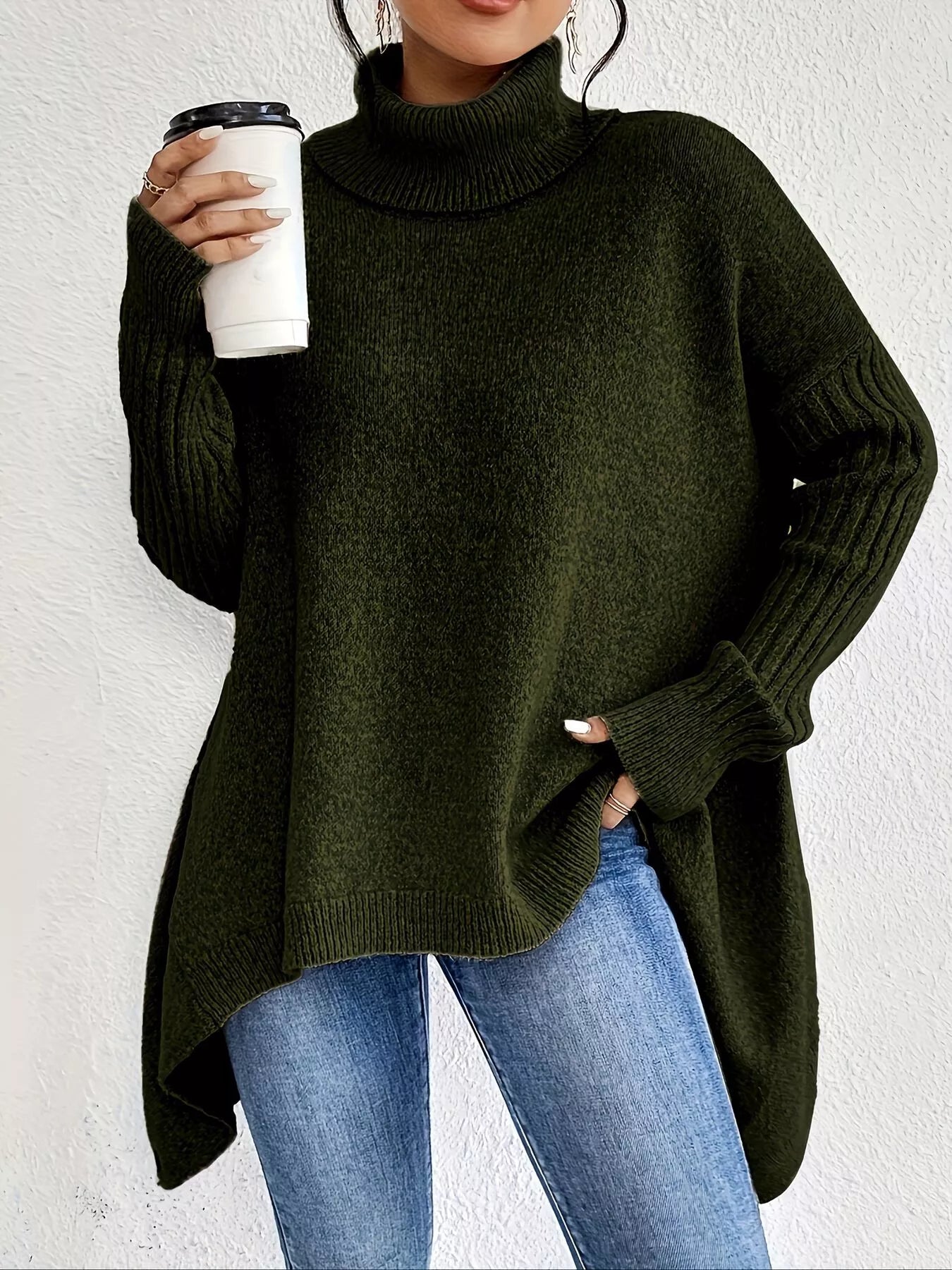 Ava | Turtleneck High-Low Hem Sweater
