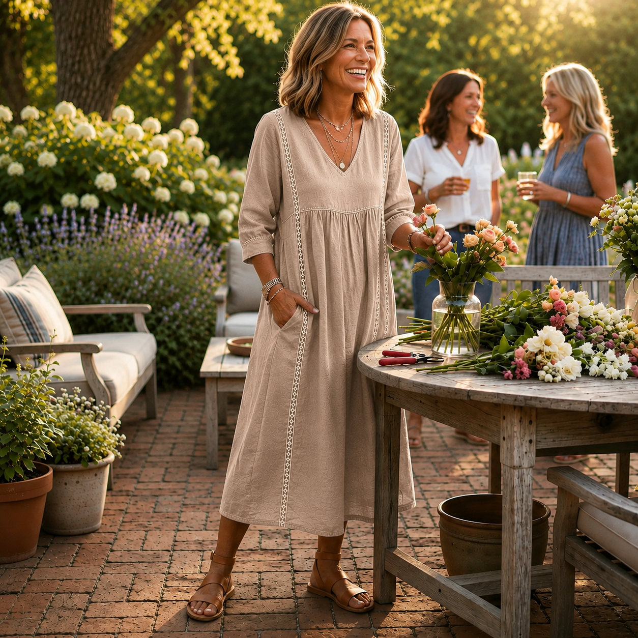 Carmen™ | Elegant Lightweight Maxi Dress with Ruched 3/4 Sleeves
