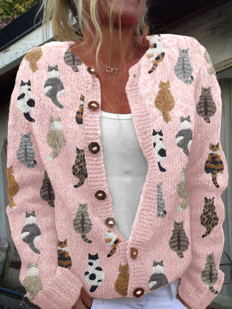 Moxley™ | The Feline Motif Knit Cardigan