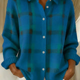 Kelsey | Knitted Brushed Plaid Cardigan