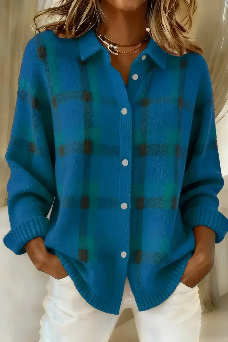 Kelsey | Brushed Knit Plaid Cardigan