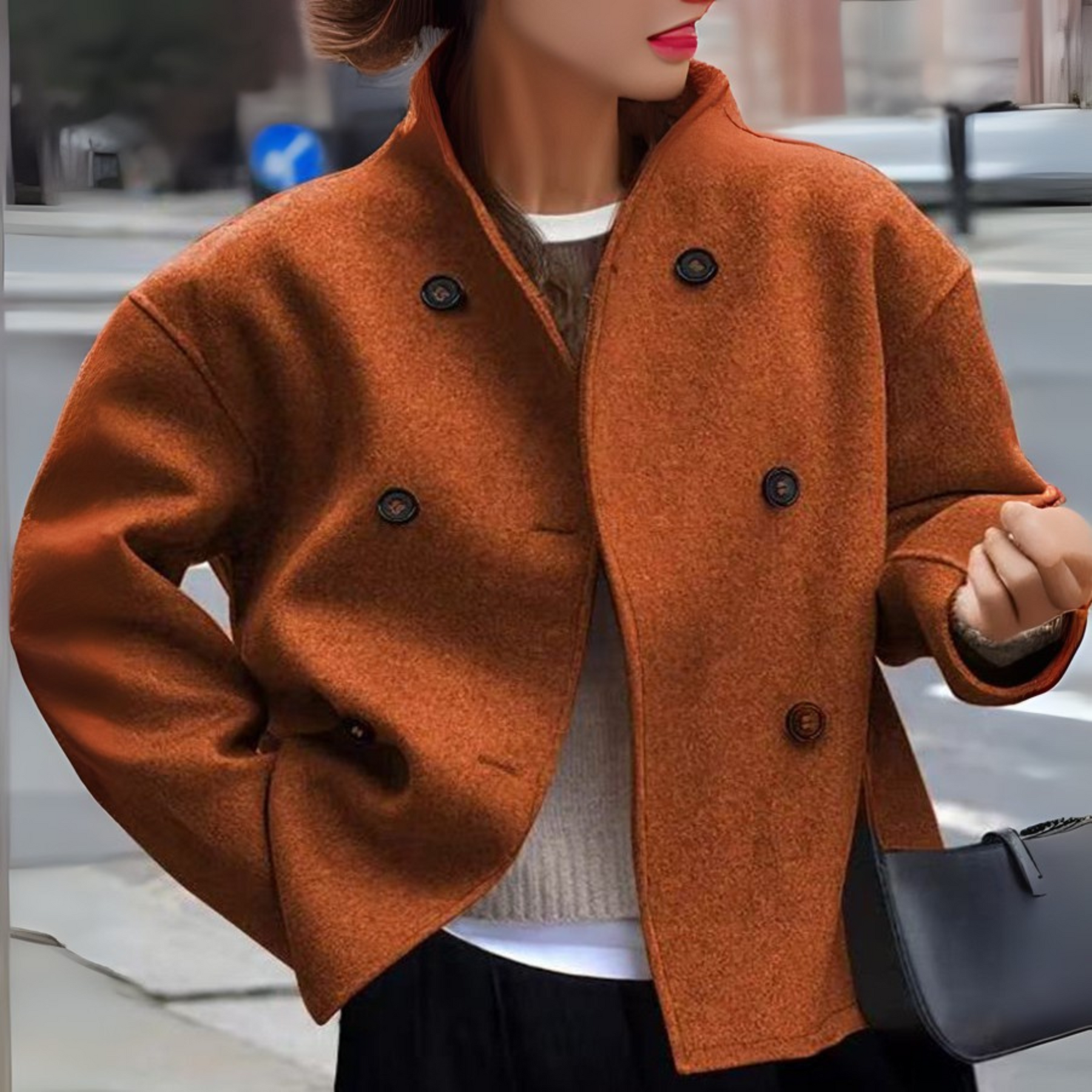 Bini | Cozy Long Sleeve Stand Collar Coat