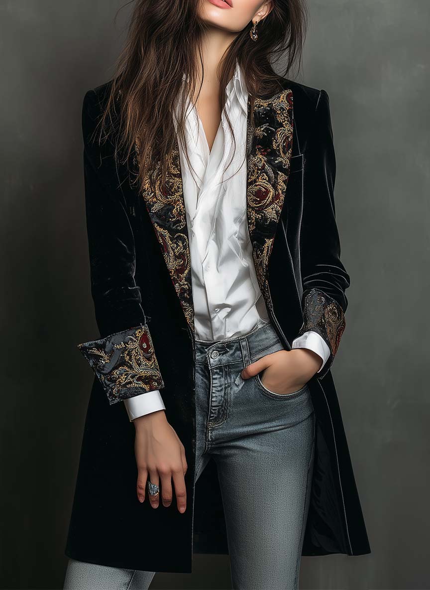 Noir Baroque | Women's Slim Fit Lapel Blazer