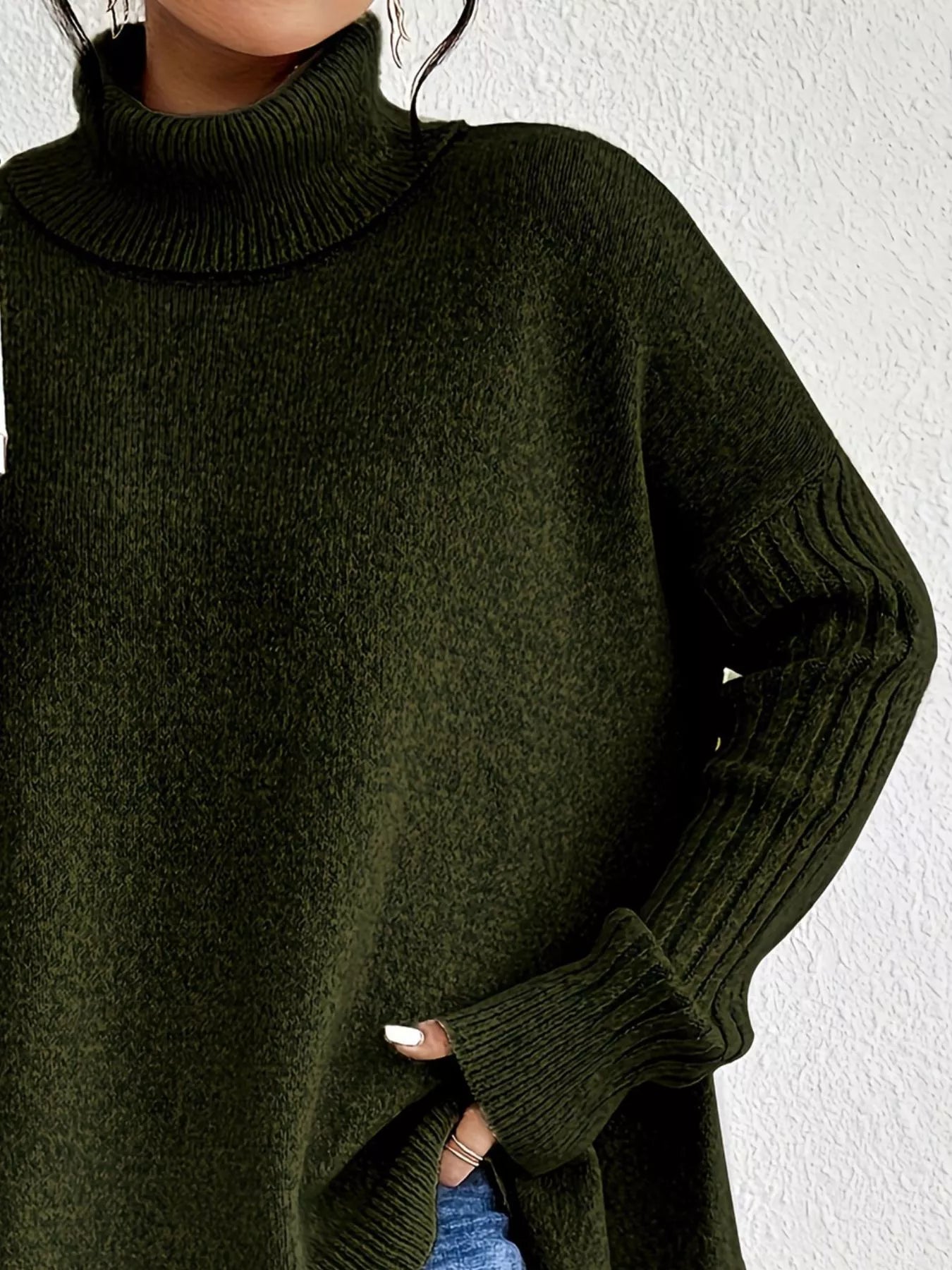 Ava | Turtleneck High-Low Hem Sweater