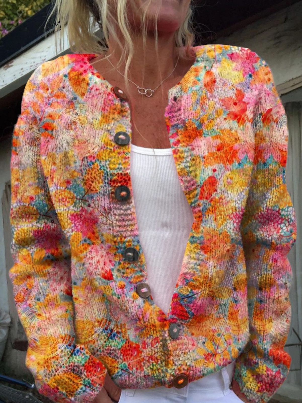 Helena | Vintage Floral Knit Cardigan Sweater