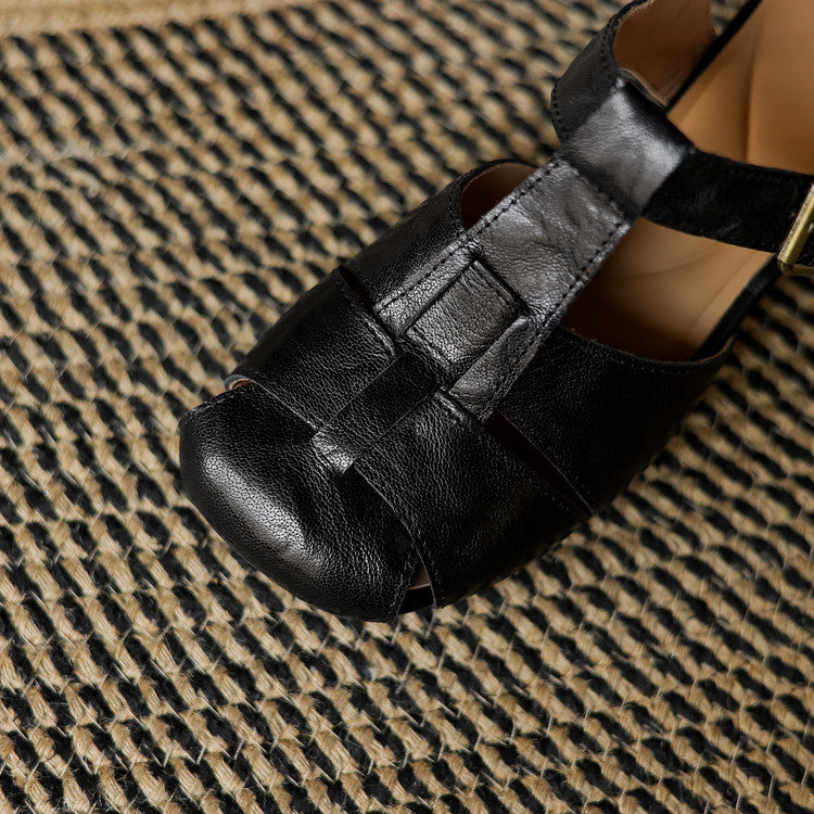 Amaya | Genuine Leather Sandals with Block Heel