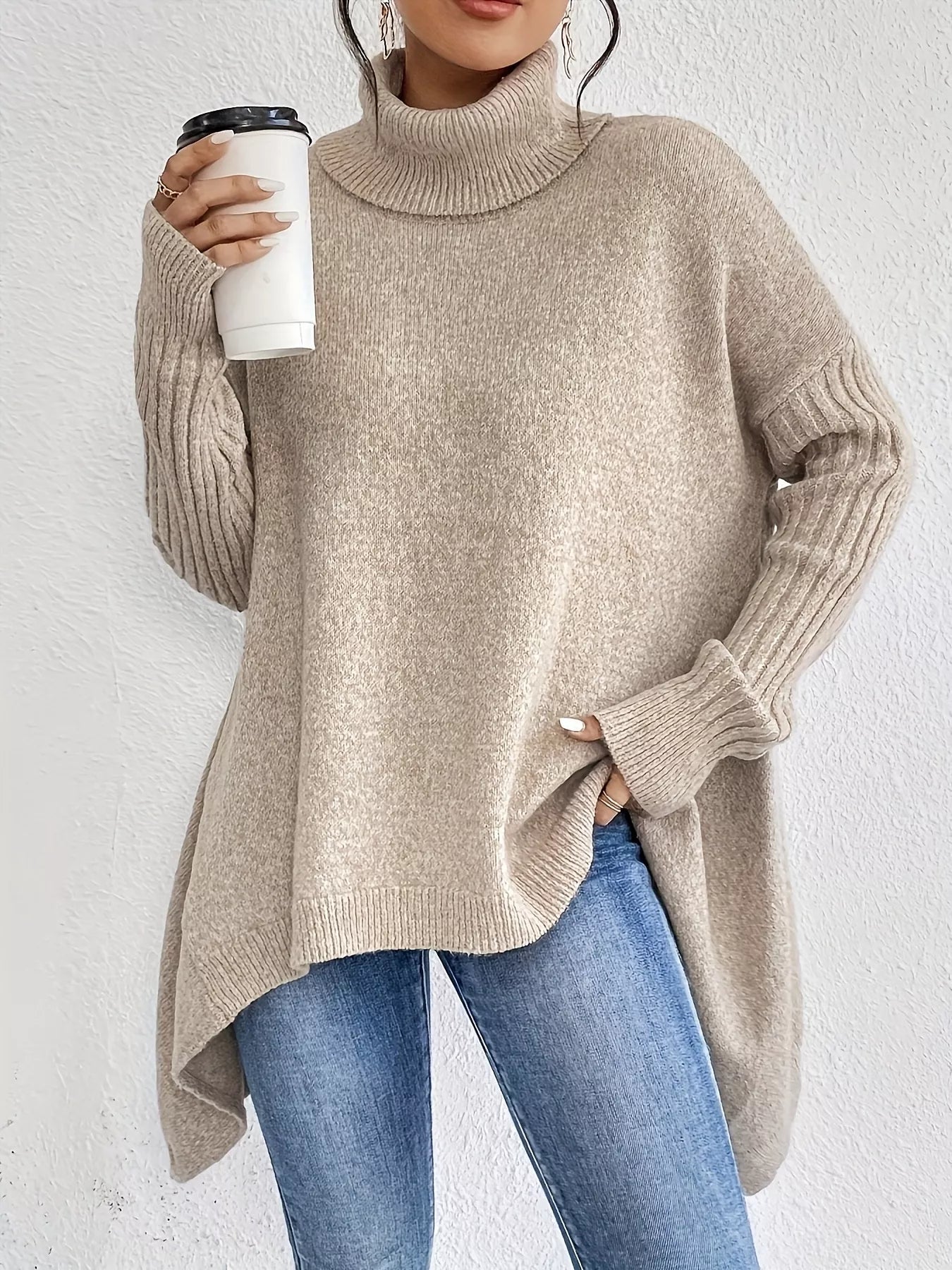 Ava | Turtleneck High-Low Hem Sweater