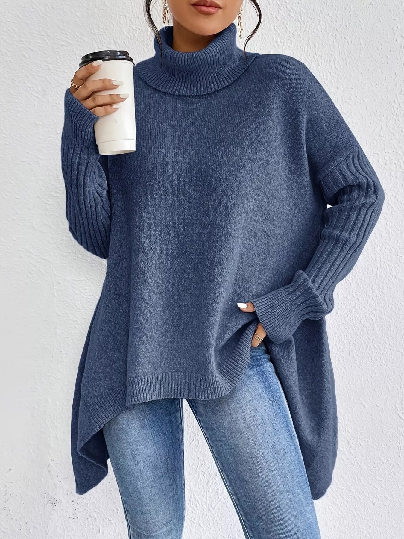 Ava | Turtleneck High-Low Hem Sweater