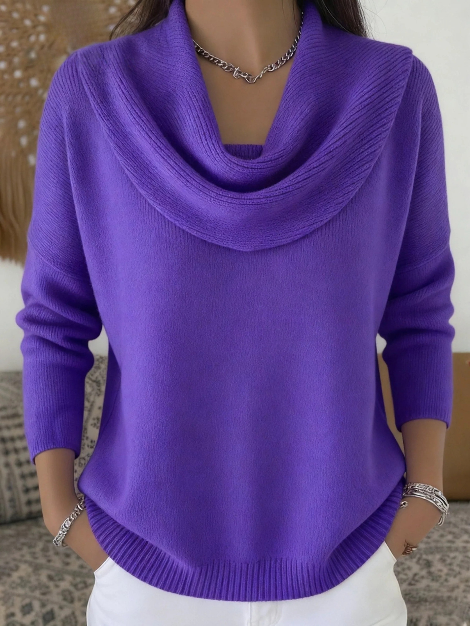 Cowl Neck Sweater | Women's Merino Wool Knit Pullover