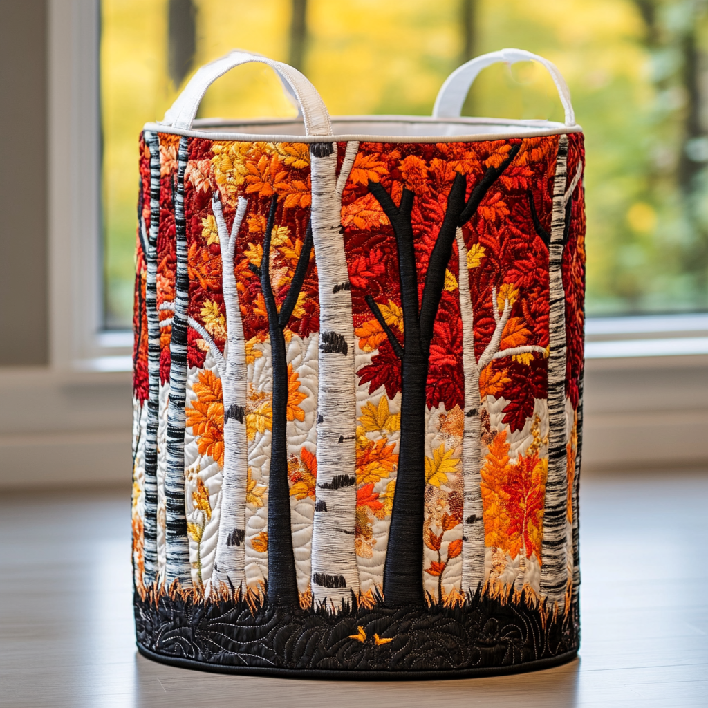 Forest | Quilted Laundry Basket with Canvas Handles
