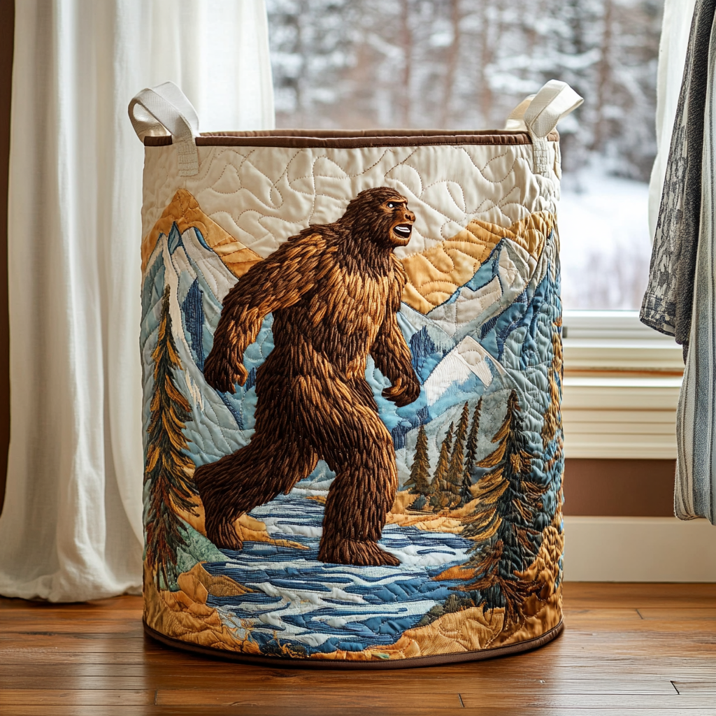 Forest | Quilted Laundry Basket with Canvas Handles