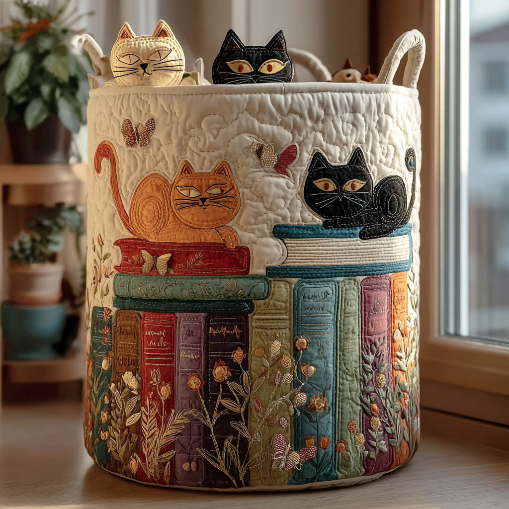 Cat Parade | Quilted Cotton Laundry Basket