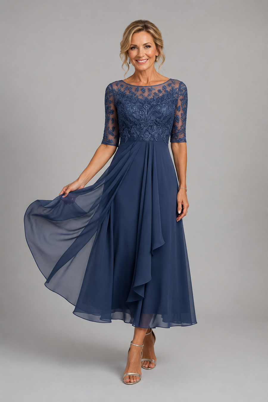 Rose | Flattering Lace Midi Dress