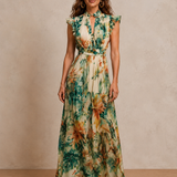 Grace | Tropical Print Chiffon Maxi Dress