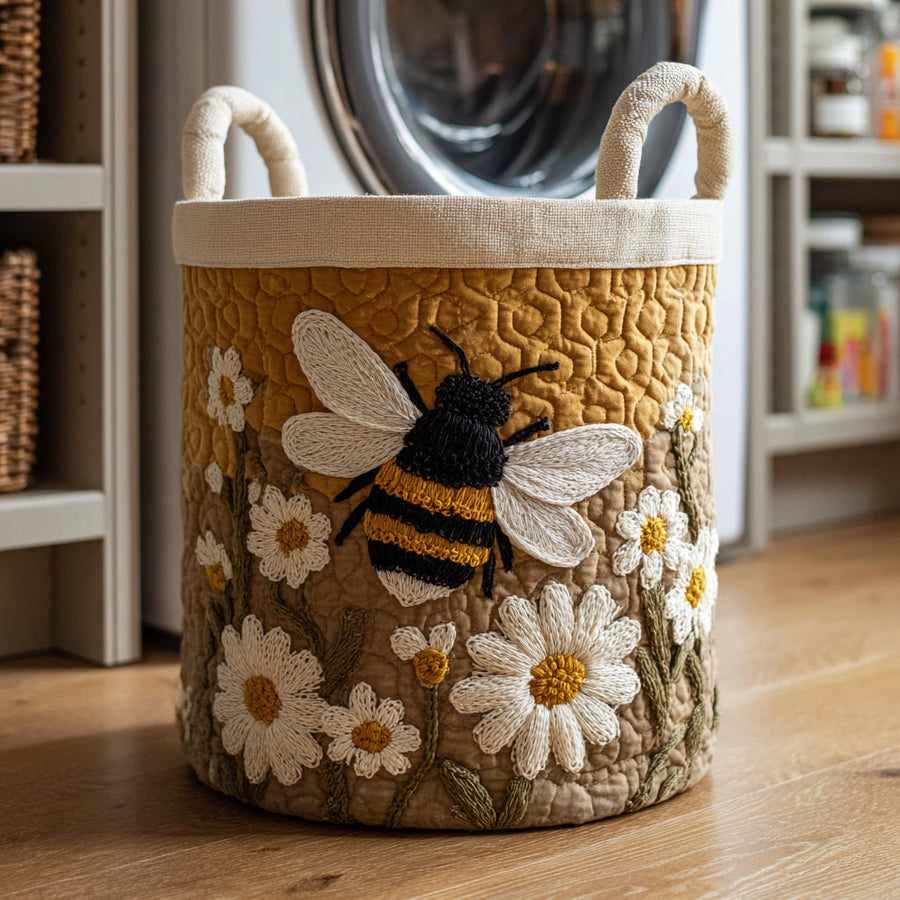 Daisy Bee | Quilted Laundry Basket with Canvas Handles