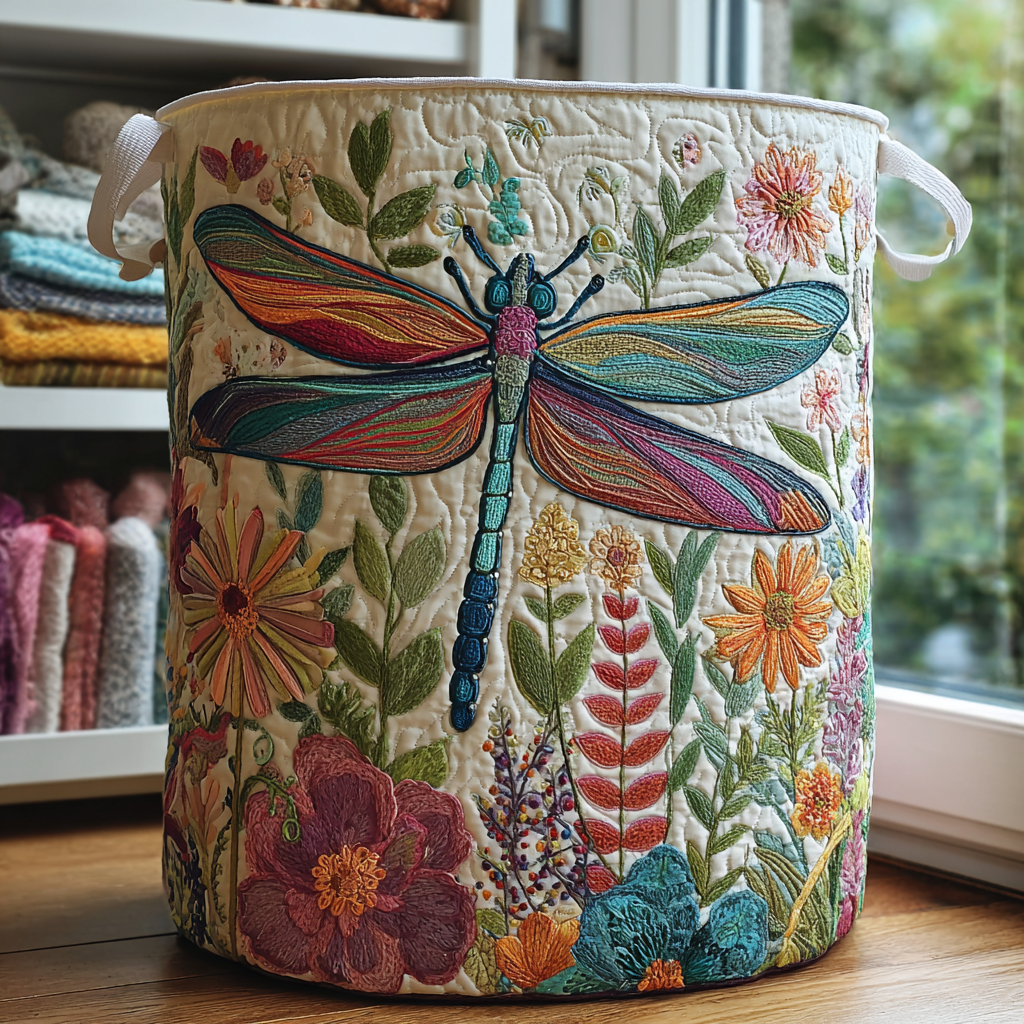 Dragonfly Garden | Quilted Laundry Basket