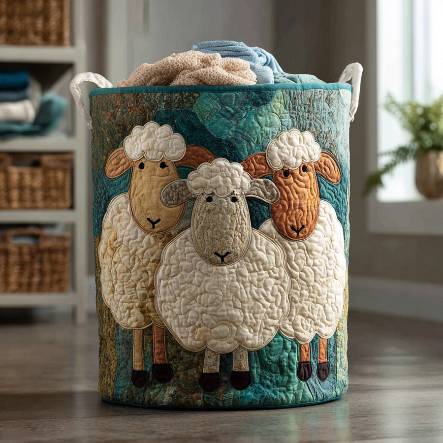 Fluff Parade | Quilted Laundry Basket with Canvas Handles
