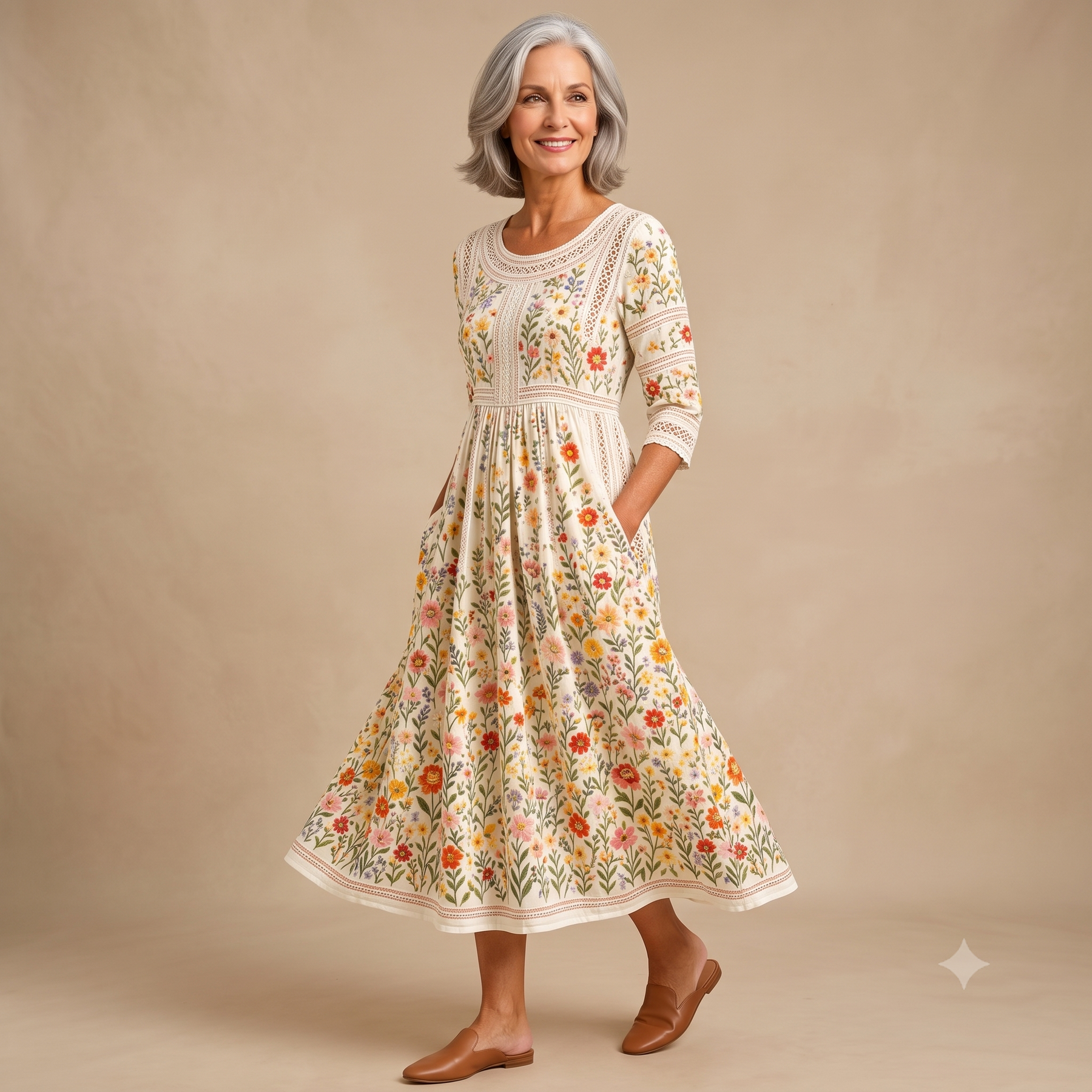 Wildflower Meadow Charm Midi Dress