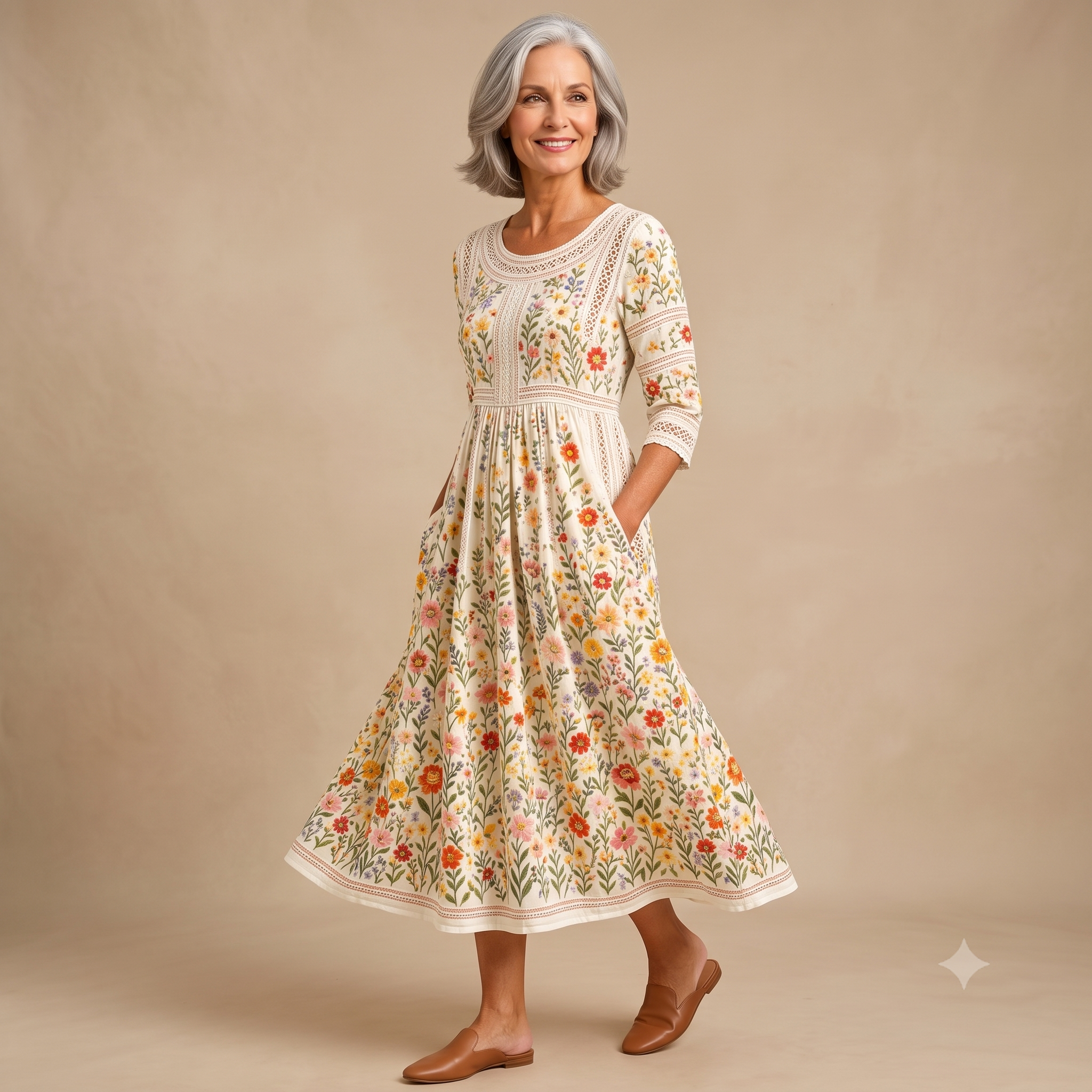 Wildflower Meadow Charm Midi Dress