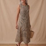 Jade - Women's Sleeveless Printed Beach Midi Dress Loose