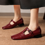 Veyra | Genuine Leather T-Strap Heels