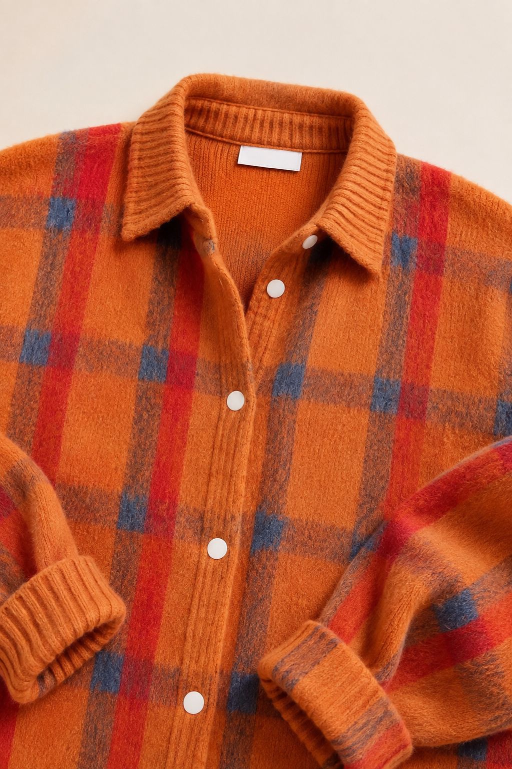 Corinne | Plaid Button-Front Cardigan with Ribbed Trim