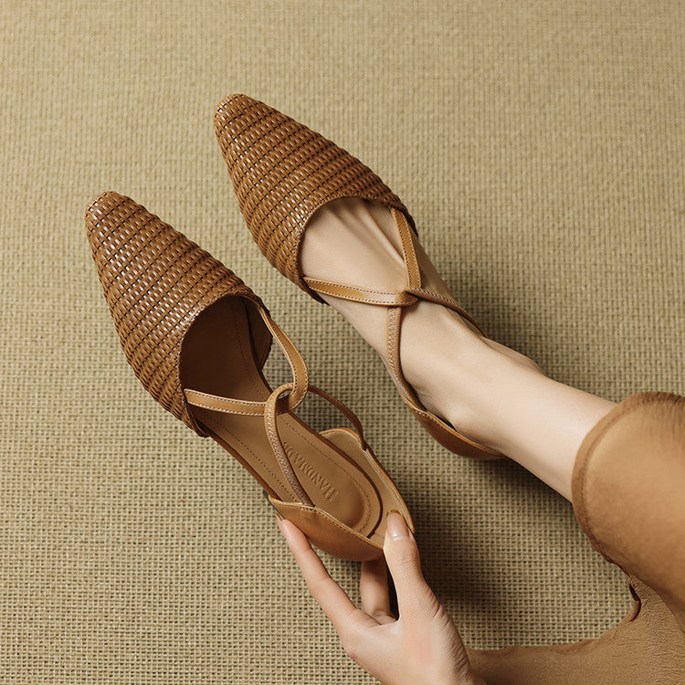 Dona | Genuine Leather T-Strap Heels