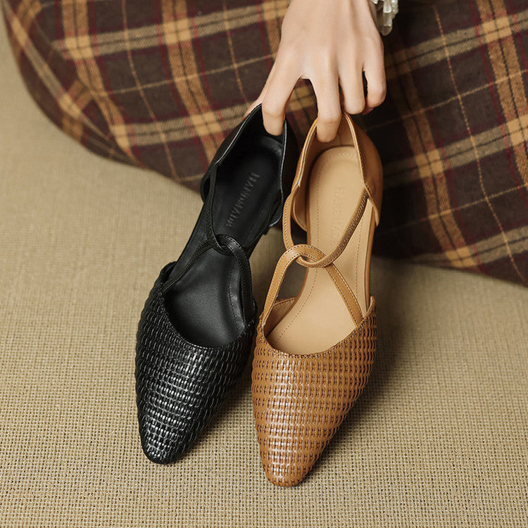 Dona | Genuine Leather T-Strap Heels
