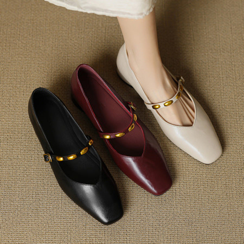 Zyra | Genuine Leather Mary Jane Flats