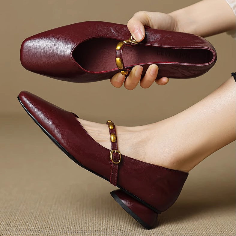 Zyra | Genuine Leather Mary Jane Flats