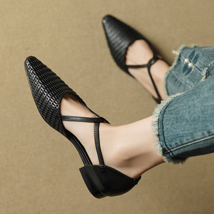 Dona | Genuine Leather T-Strap Heels