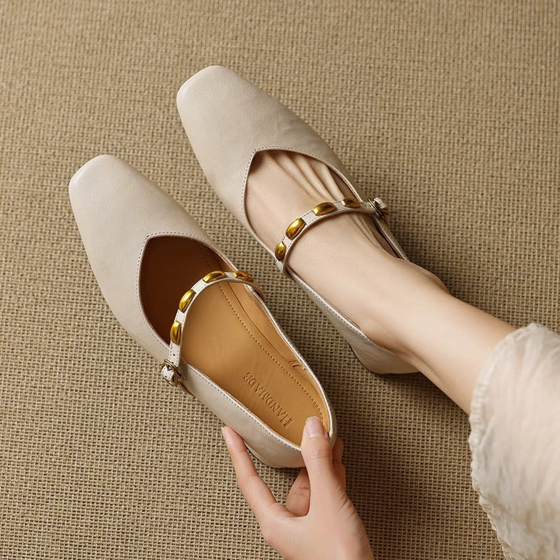 Zyra | Genuine Leather Mary Jane Flats