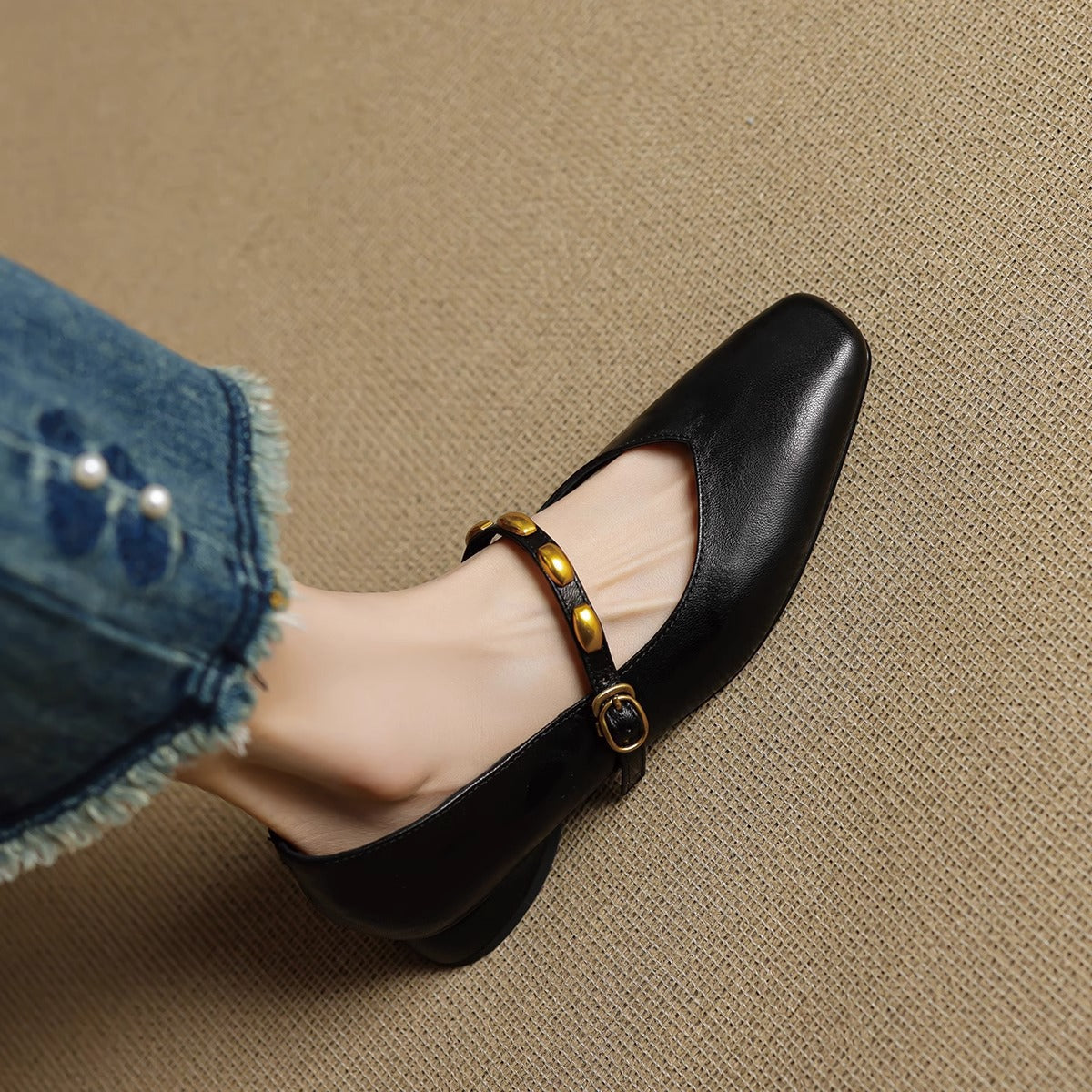 Zyra | Genuine Leather Mary Jane Flats