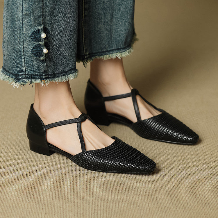 Dona | Genuine Leather T-Strap Heels