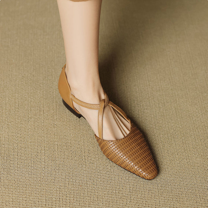 Dona | Genuine Leather T-Strap Heels