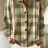 Hazel | Knitted Olive Plaid Button Cardigan