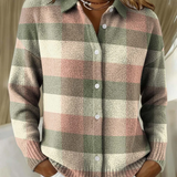 Grace | Knitted Pastel Plaid Cardigan