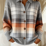 Marlene | Knitted Warm Ombre Plaid Cardigan