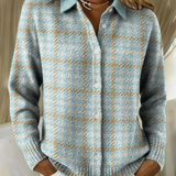 Clara | Knitted Sky Plaid Button-Front Cardigan